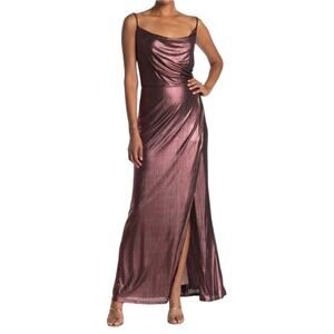 Laundry By Shelli Segal Bronze Cowl Neck Slip Maxi Dress Size 10 NWT